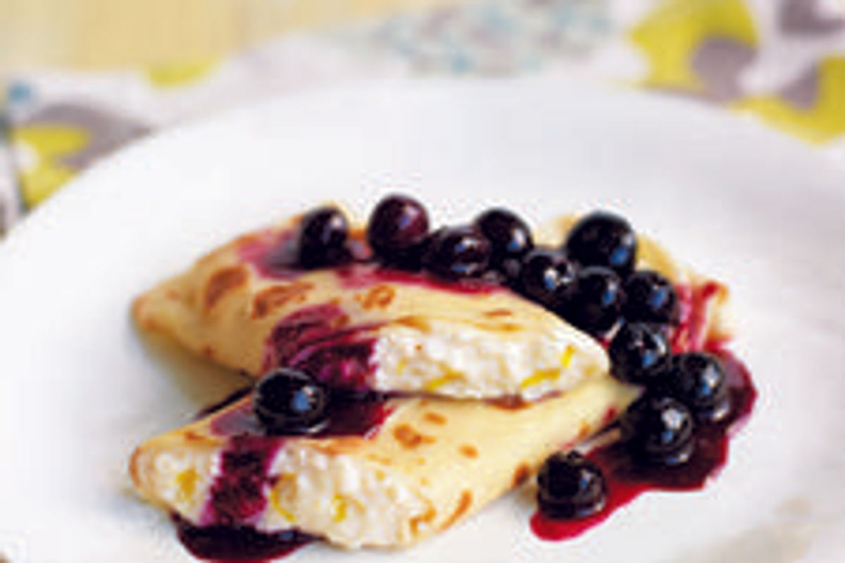 Ricotta-cheese Blintzes with Blueberry Sauce