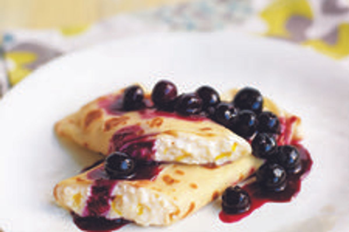 Ricotta-cheese Blintzes with Blueberry Sauce