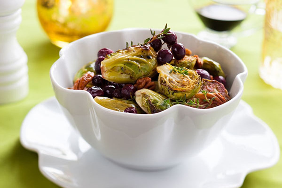Roasted Brussels Sprouts and Grapes
