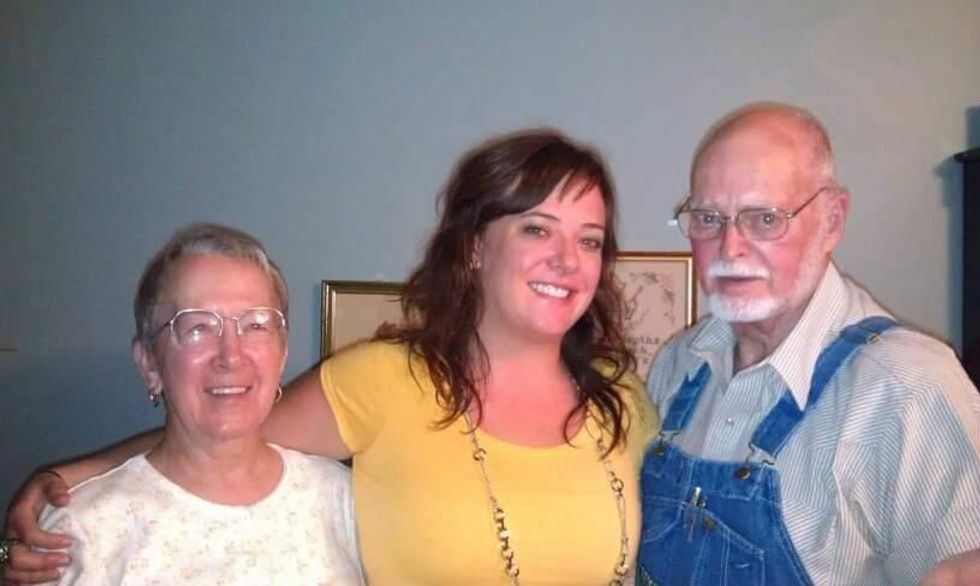 Robin, with her grandparents, Rutherford and Jack McIntyre.