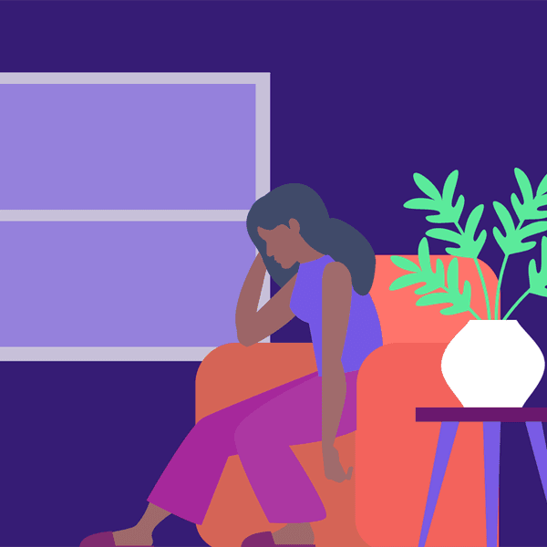 sad woman with her head in her hand