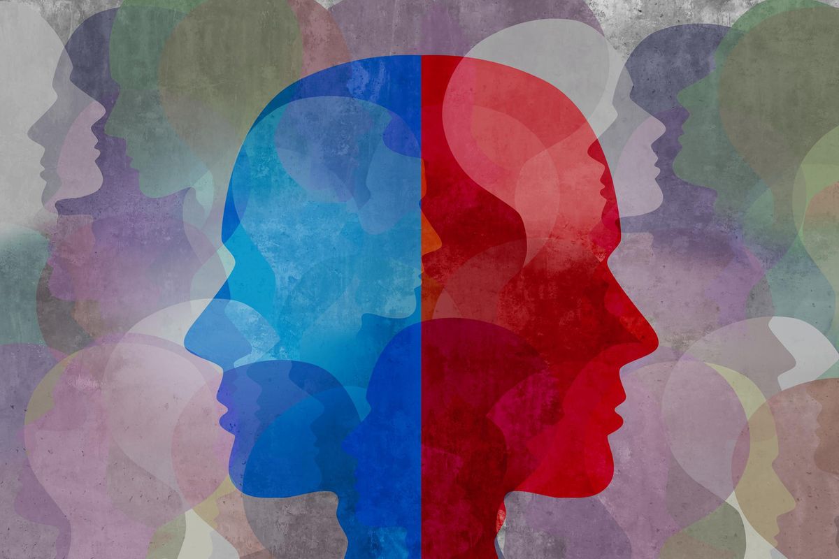 Schizophrenia and split personality disorder and mental health psychiatric disease concept