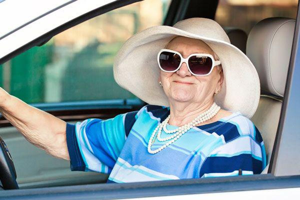 senior woman driving