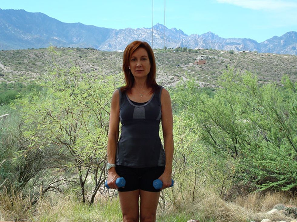 sheryl lifting weights