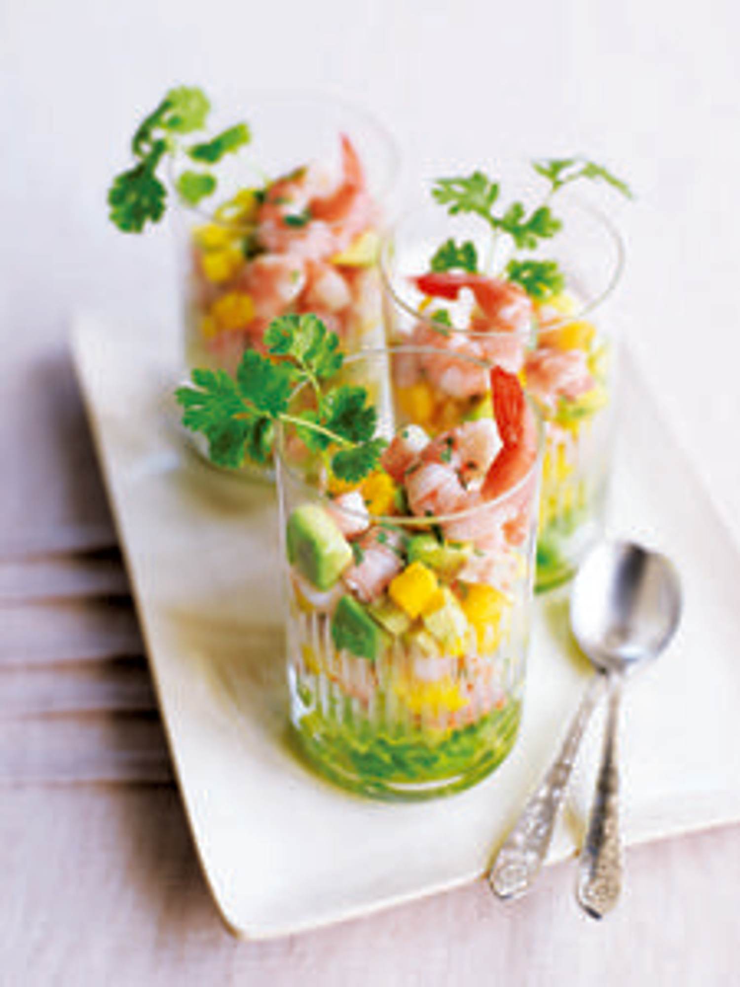 Shrimp, Avocado, and Mango Cocktail with Cilantro-lime Dressing