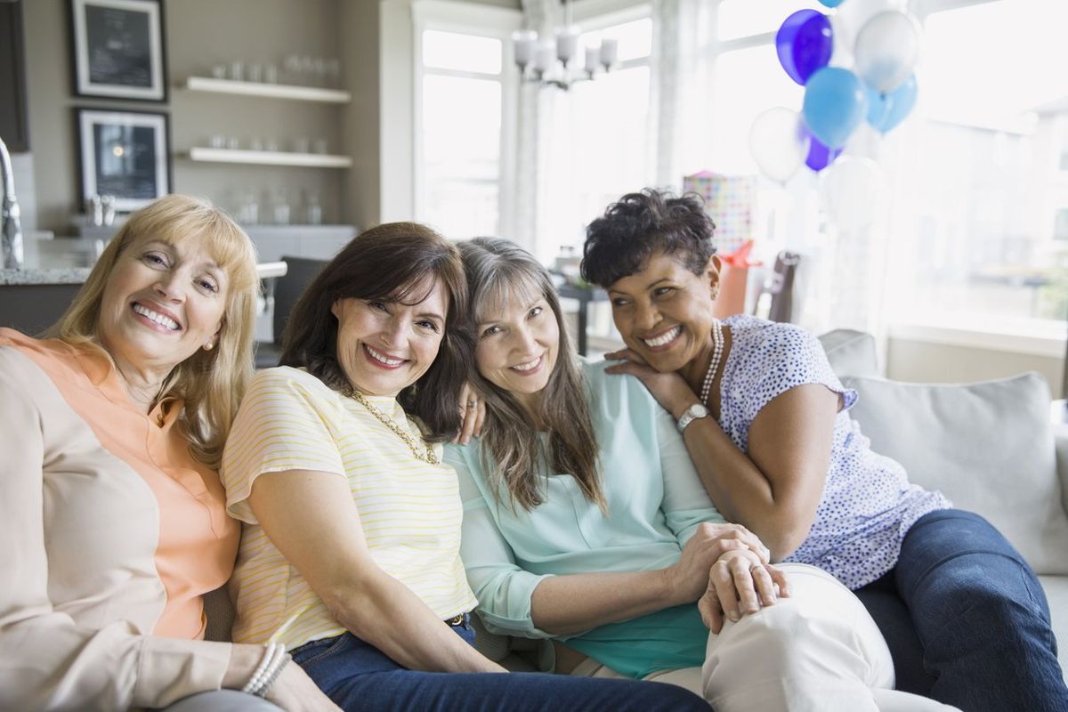 smiling women in living room