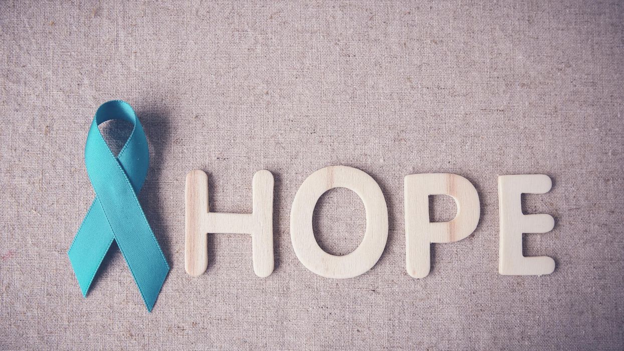 Teal Ribbon with HOPE wooden letters