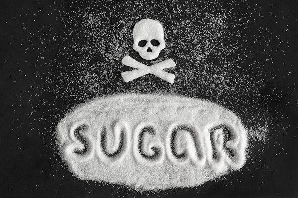 Text sugar and skull shape from sugar