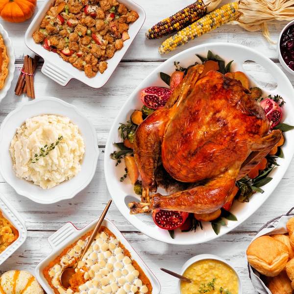Thanksgiving turkey dinner with sides
