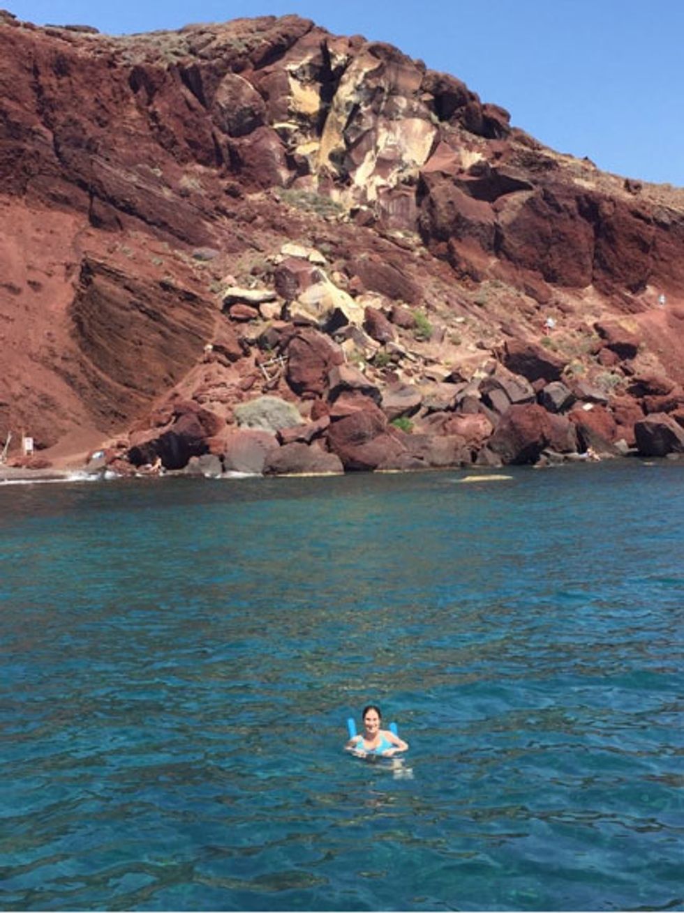 The red rocks overlook the Red Beach.