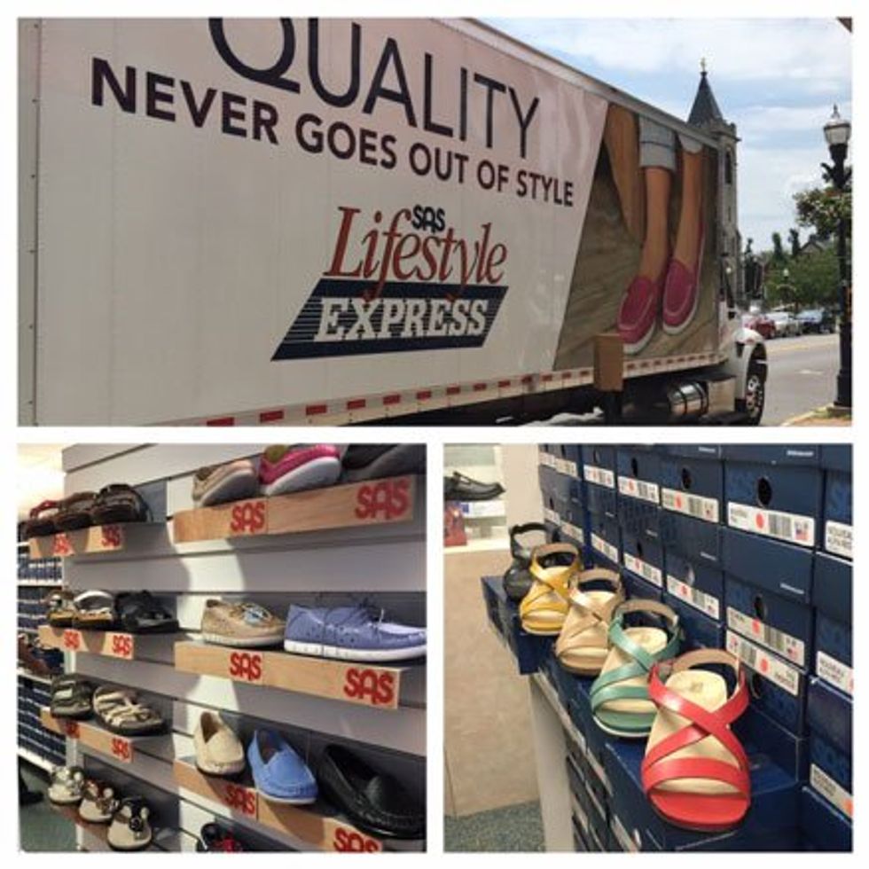 The SAS Lifestyle Express brings thousands of shoes on the road to local retailers.