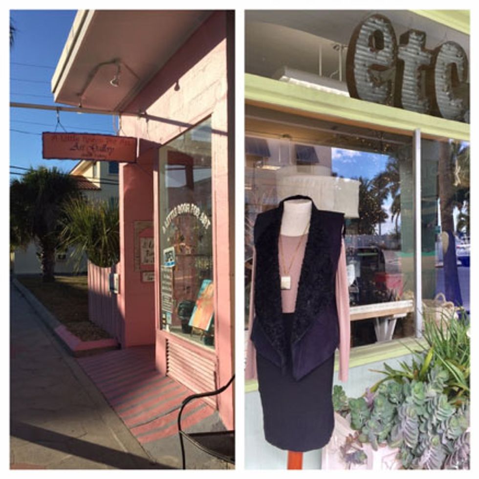 The shopping district includes unique boutiques.