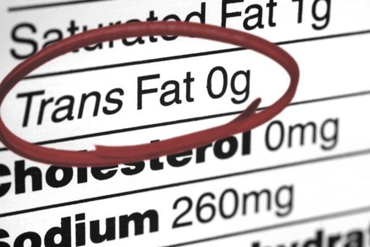 trans fat on a nutrition label