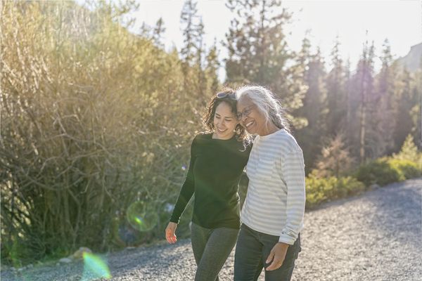 two women walking