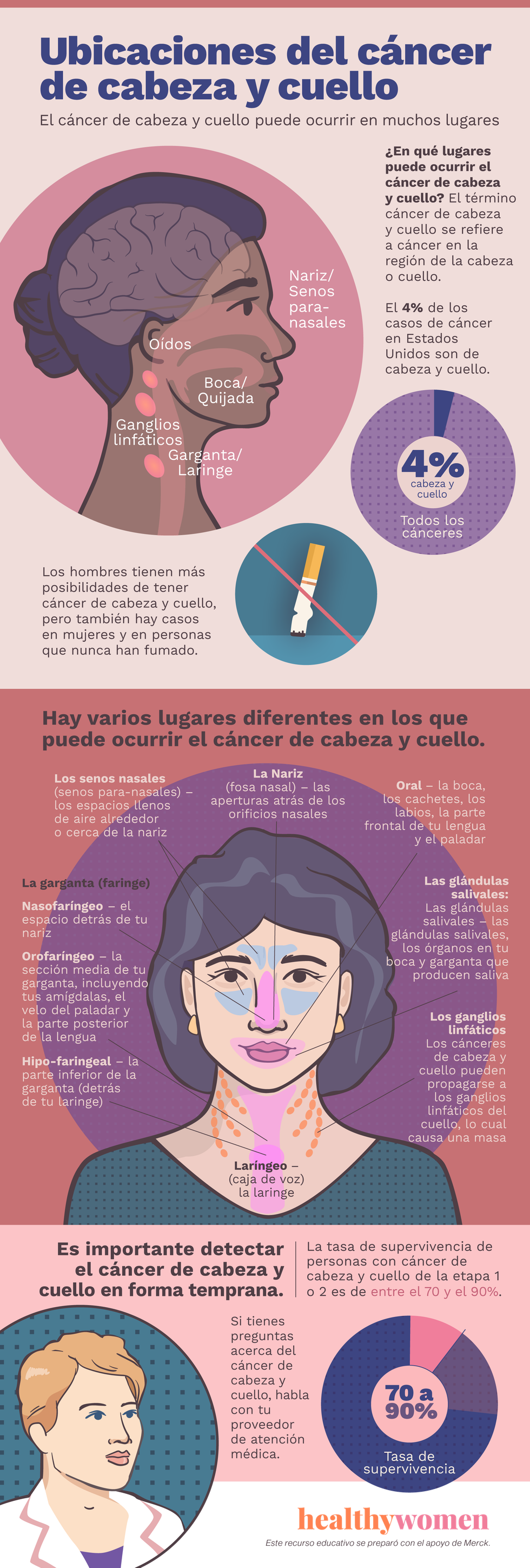 Ubicaciones del c\u00e1ncer de cabeza y cuello Infographic