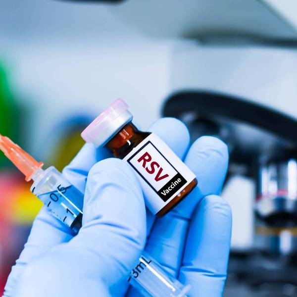 Vaccine bottles and syringes for injection preventing respiratory syncytial virus (RSV).