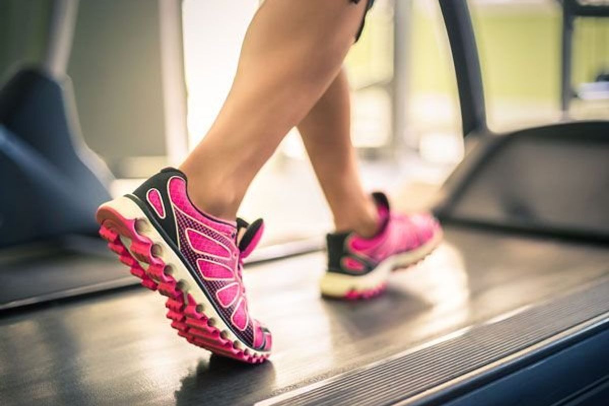 walking on a treadmill