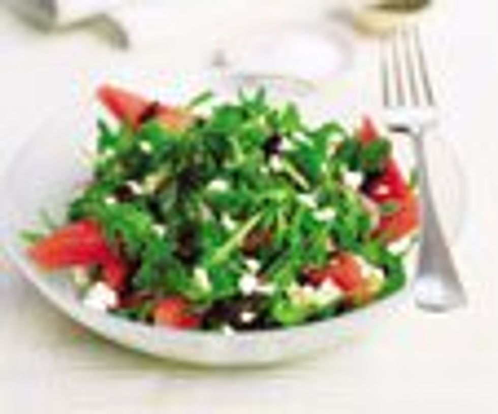 watermelon, arugula, feta, and mint salad