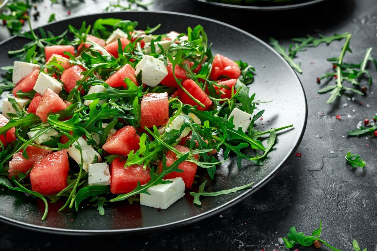 Watermelon, Arugula, Feta, and Mint Salad