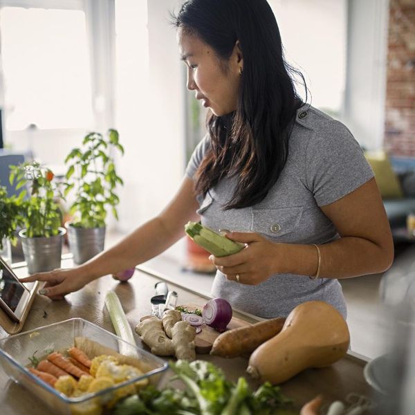 woman cooking healthy