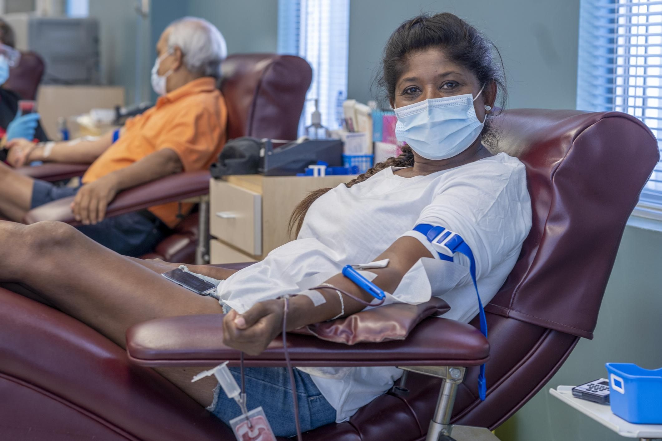 woman donating blood