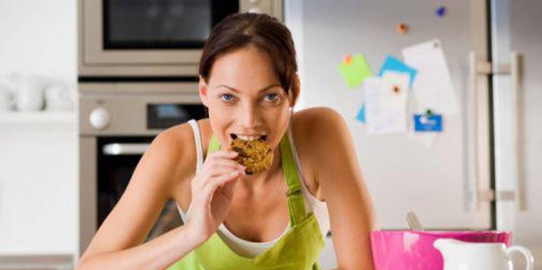 woman eating a cookie