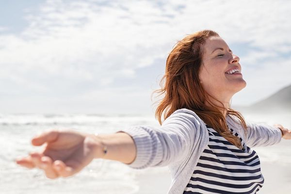 woman enjoy summer beach