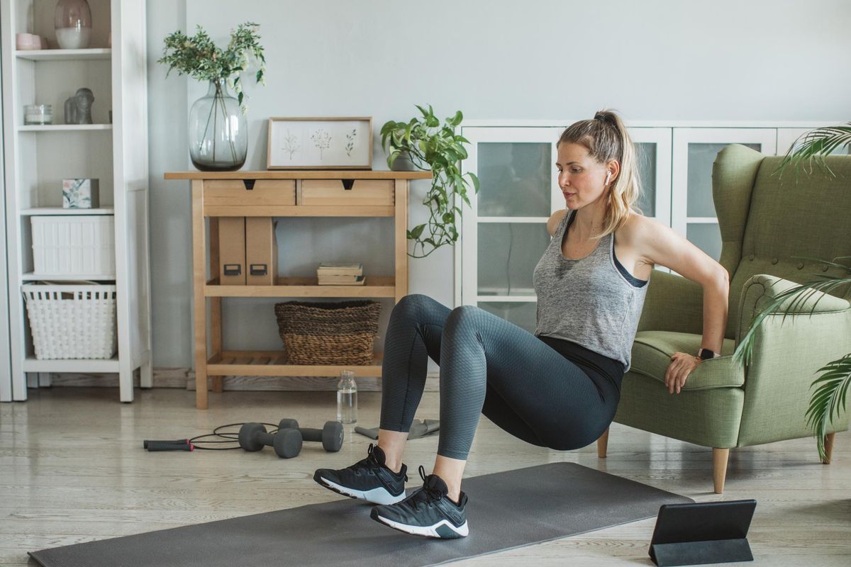 woman exercising indoors