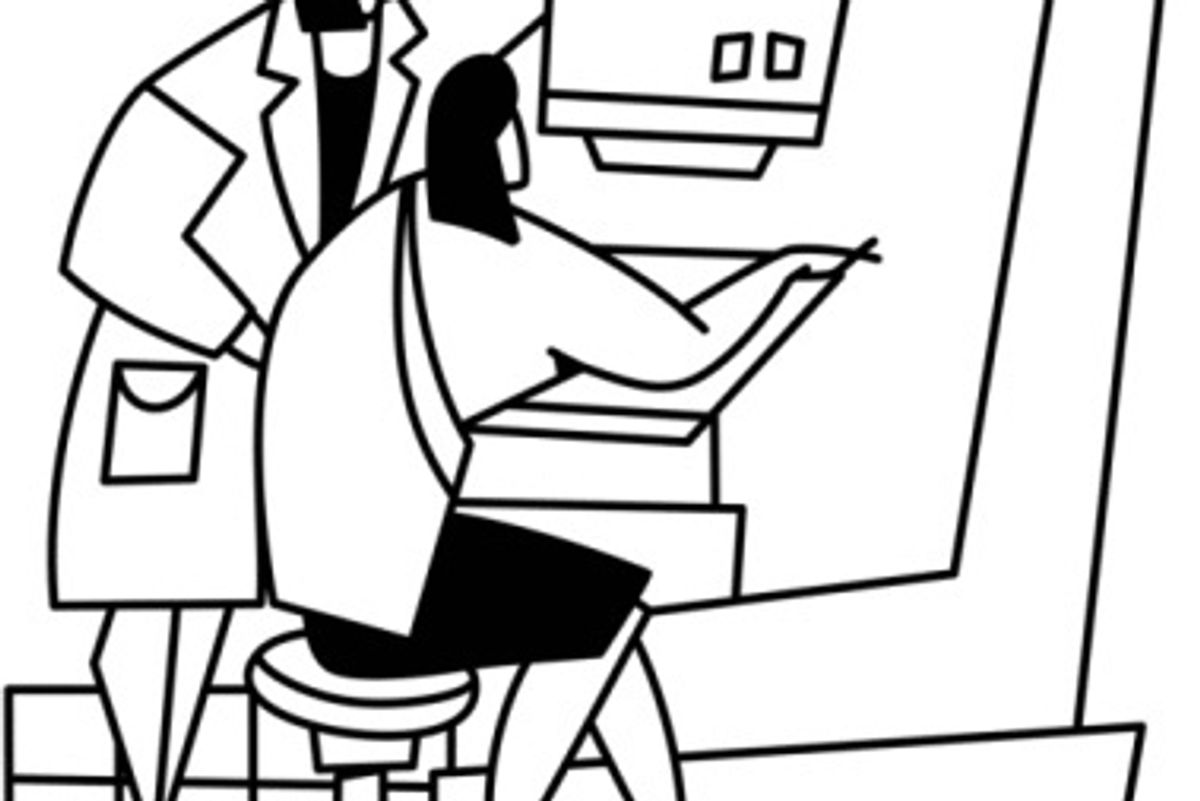 woman getting a mammogram