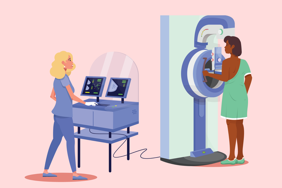 woman getting a mammogram