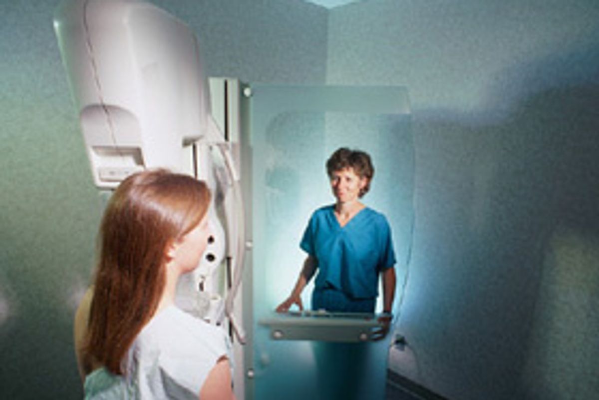 woman getting a mammorgram