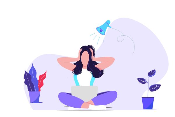 Woman in flat style reading news