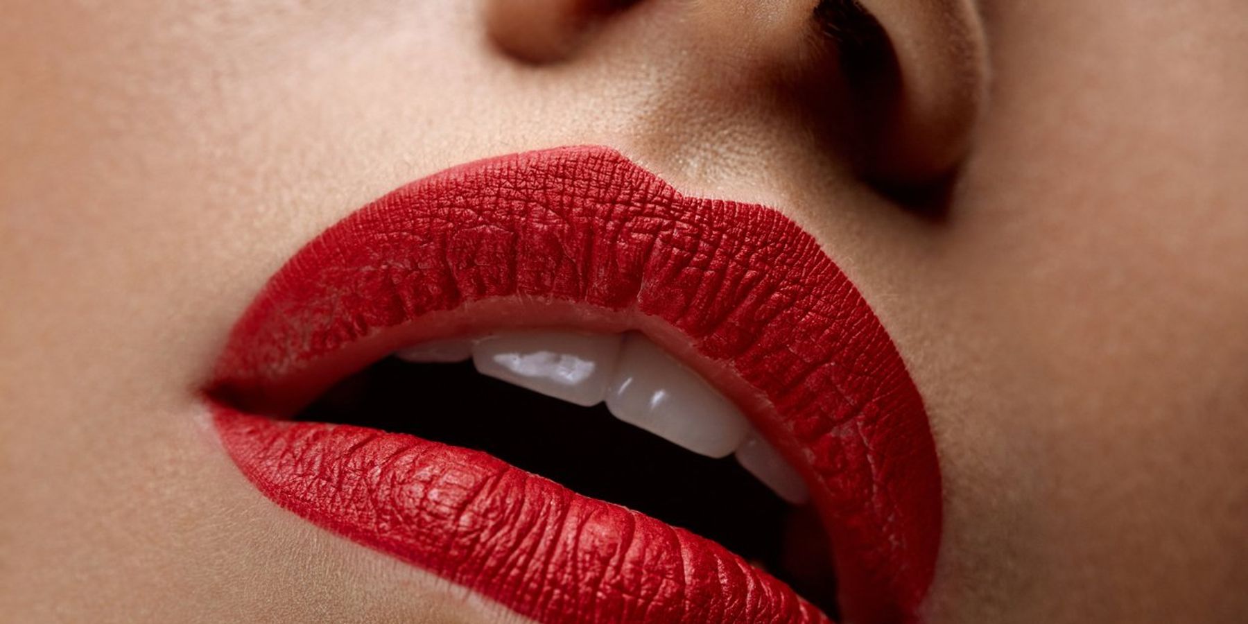Woman Lips With Red Lipstick On