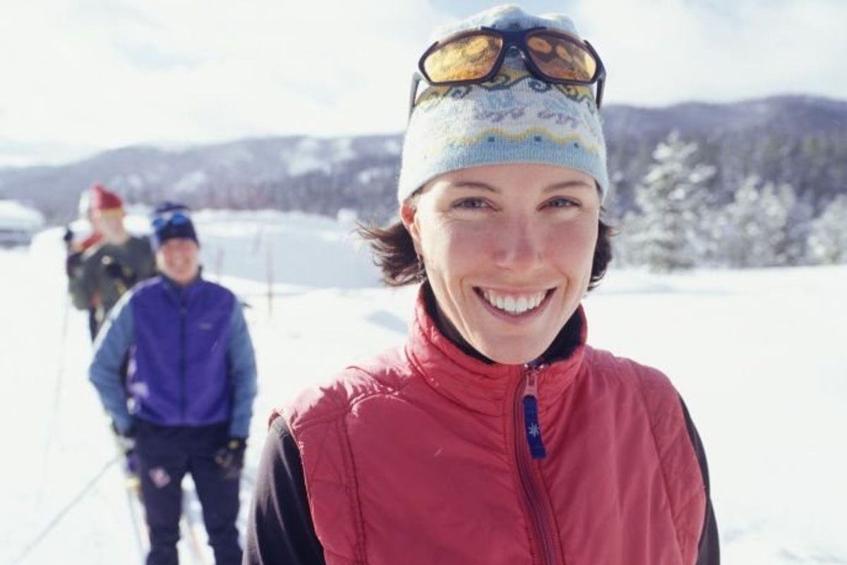 woman on the ski slopes