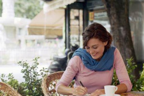 woman sitting at a table