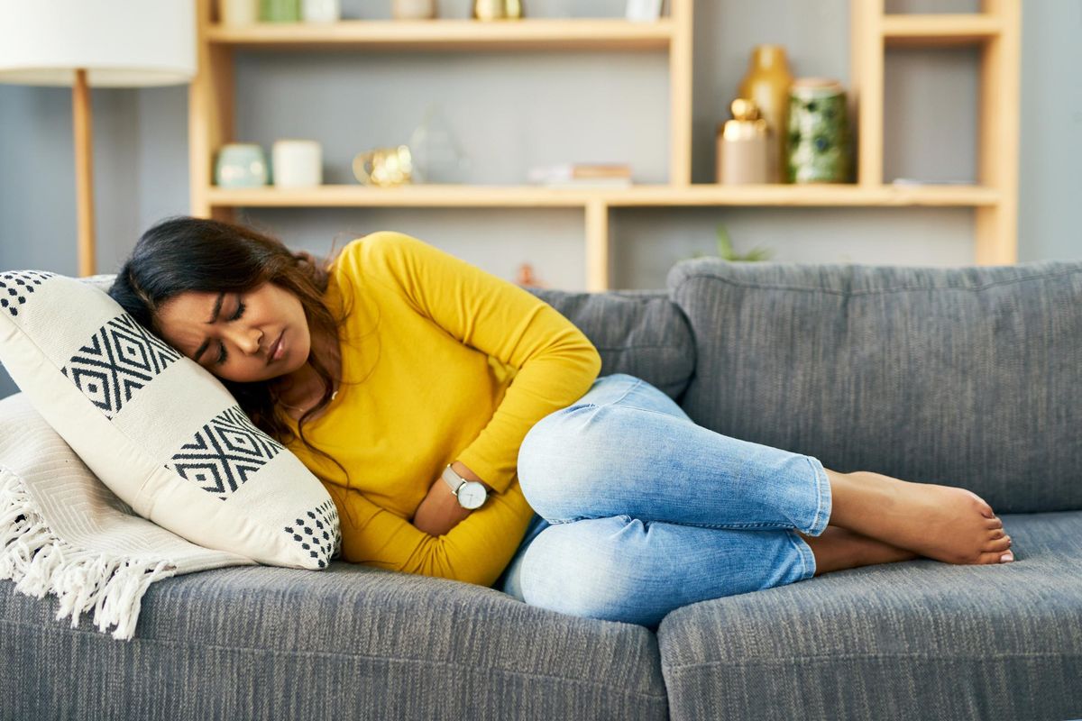 woman sleeping on the couch