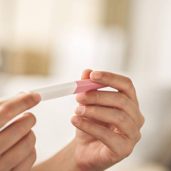 Woman waiting for pregnancy test result