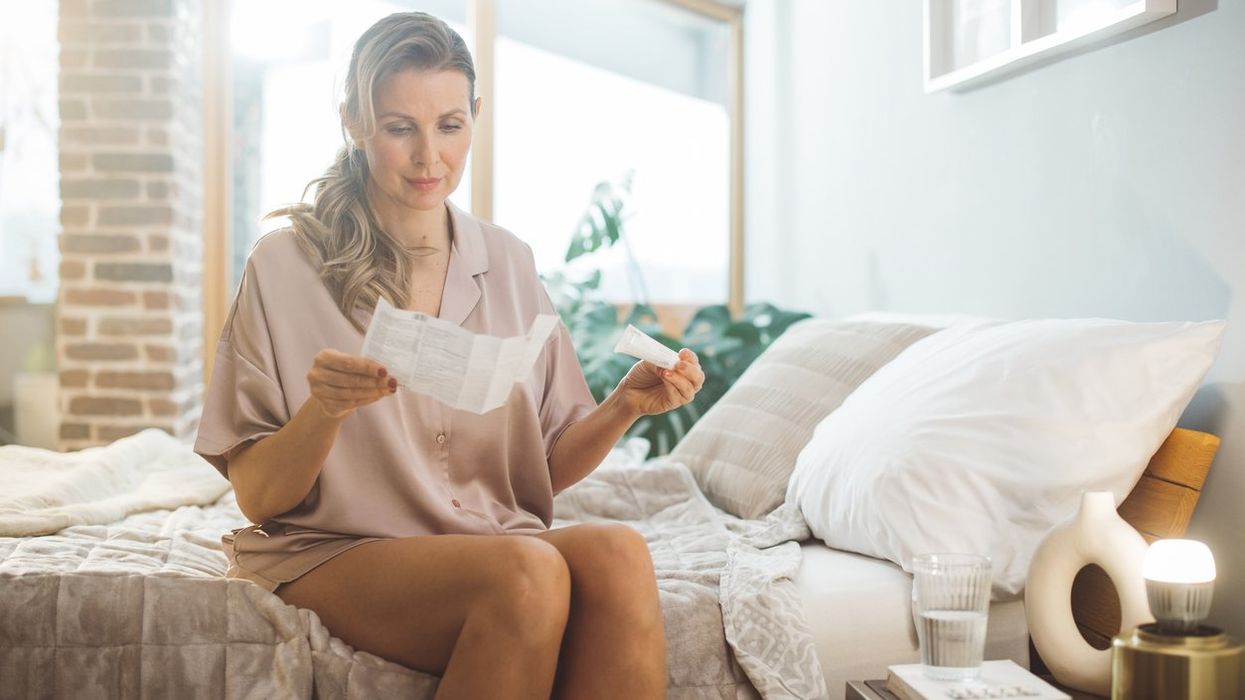 woman waking up and using products for hormone replacement therapy