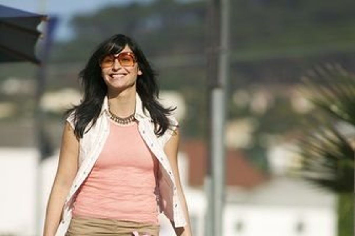 woman walking her dog