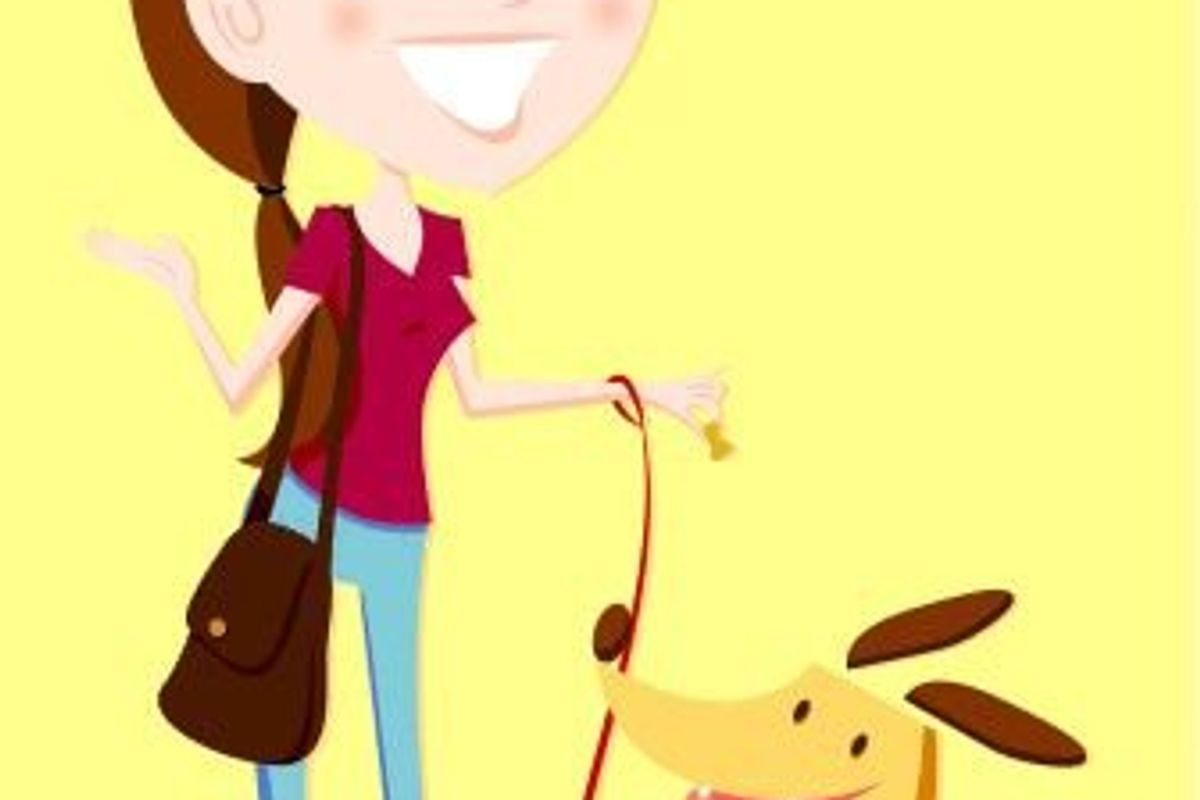 woman walking her dog