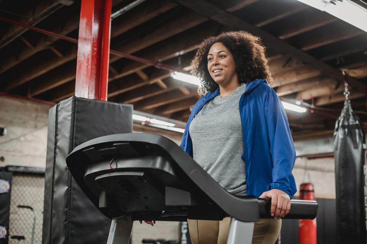 woman walking on a treadmill