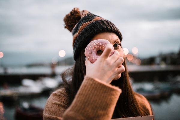 woman with a doughnut