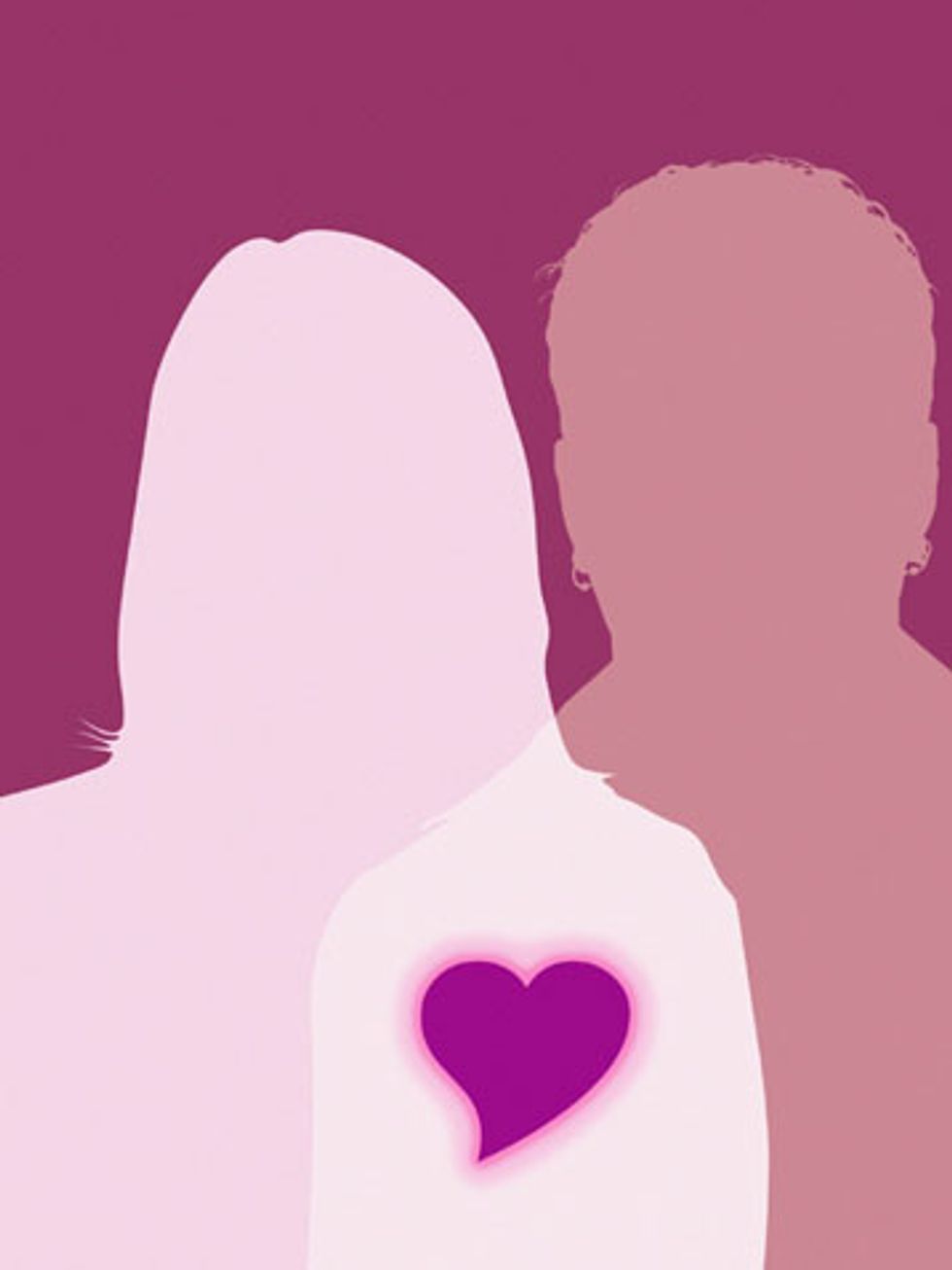 woman with a heart illustration