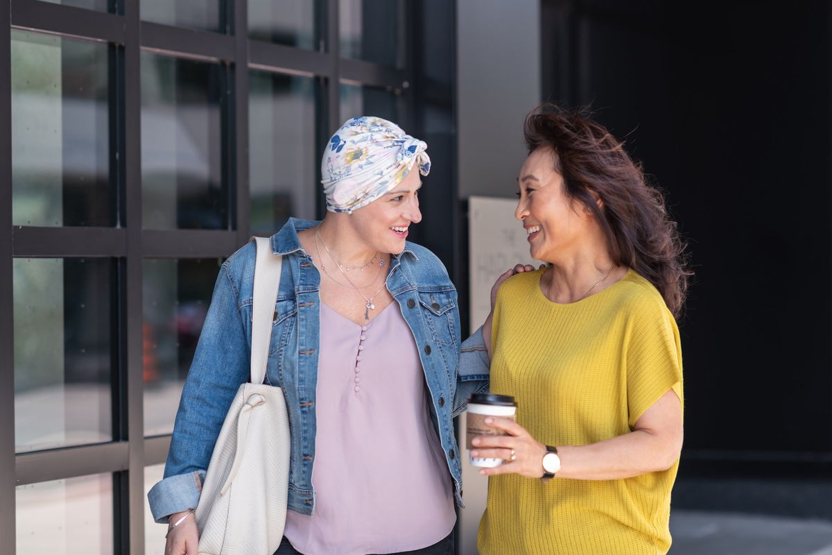 Woman with cancer enjoys precious time with a friend