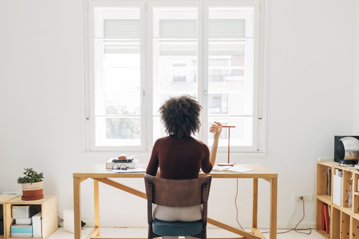 woman working from home