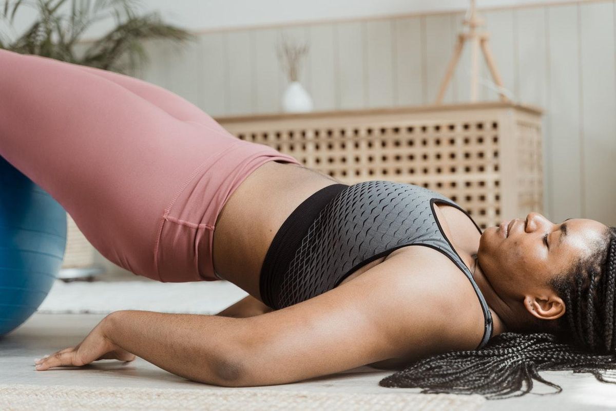 woman working out at home