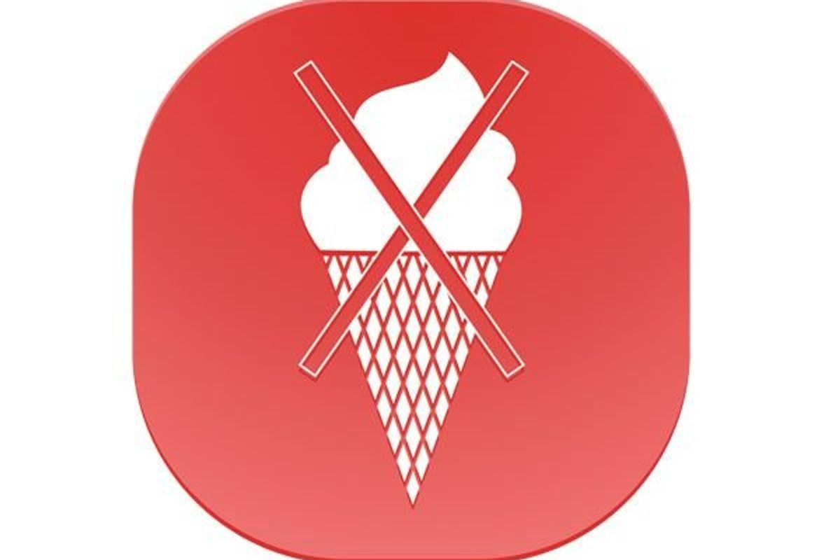 x symbol over an ice cream cone