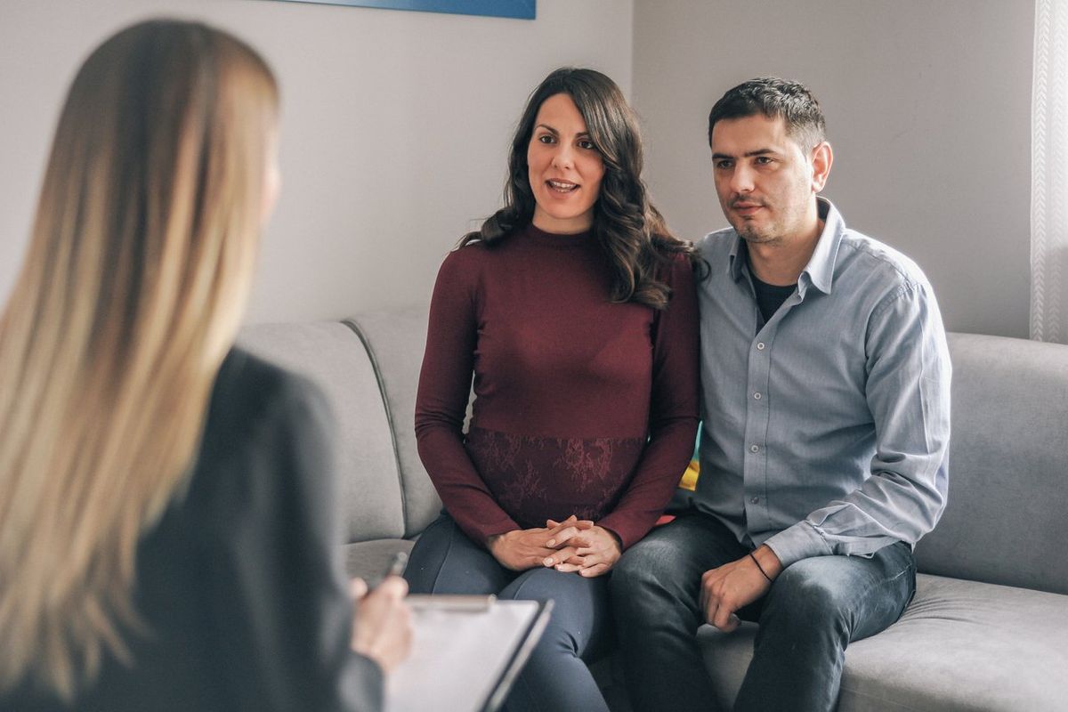 Young couple on genetic counseling appointment