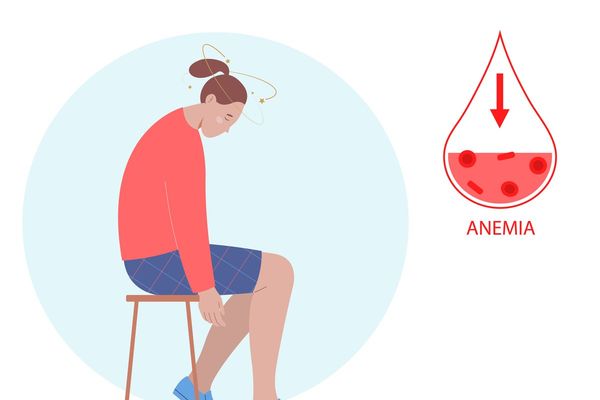 Young woman suffers from anemia and dizziness